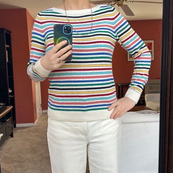Talbots Striped Lambswool Sweater Soft Multicolored Medium - Picture 4 of 10